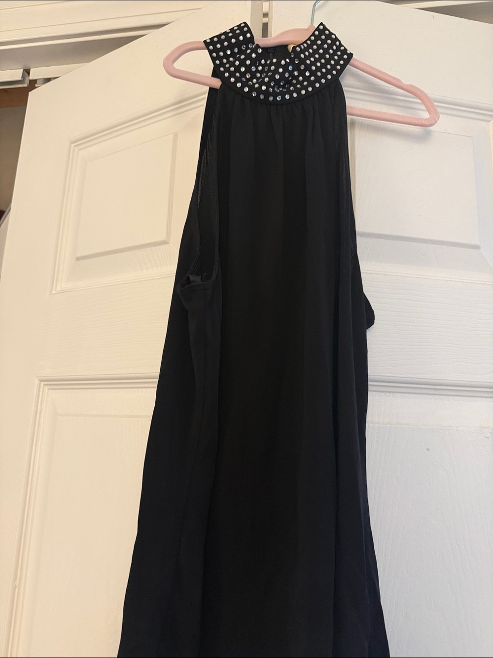 Michael Kors Black Halter Dress with Studded Collar